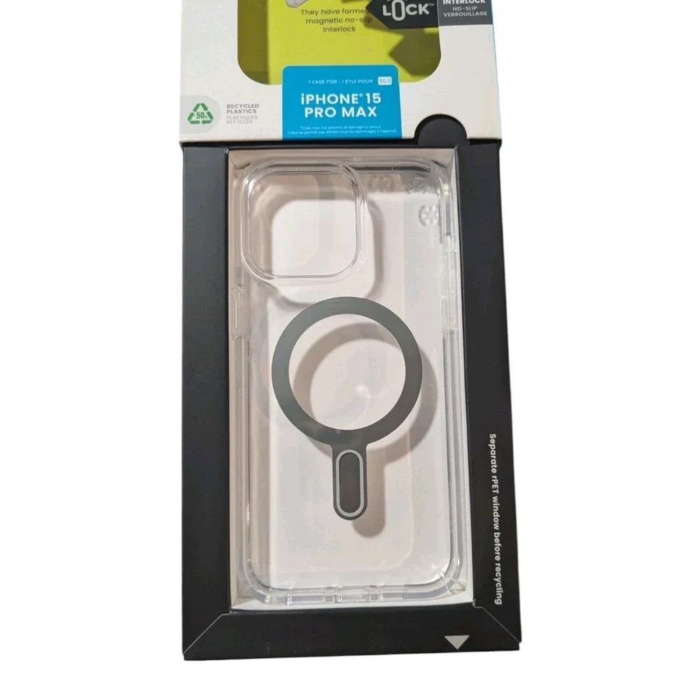 N1. Speck Presidio Perfect-Clear Click-Lock MagSafe Case Apple iPhone 15 Pro Max